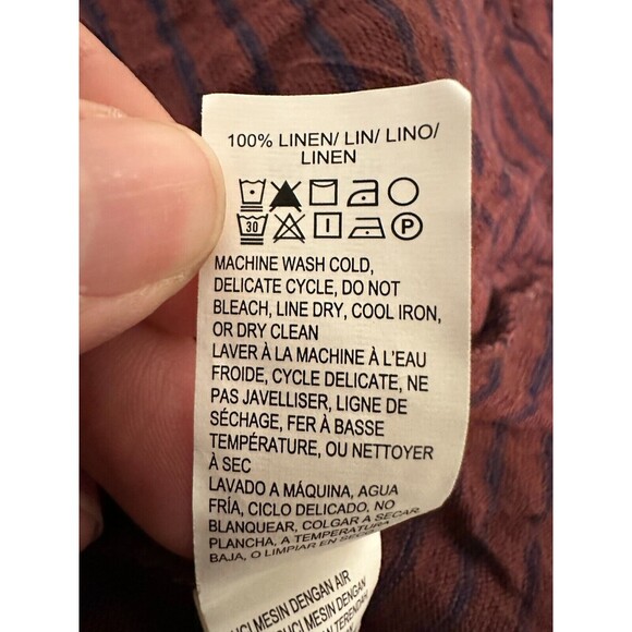 Lucky Brand Woman Babydoll Top Long Sleeve Size L Linen Boho Hippie Peasant - Picture 4 of 12